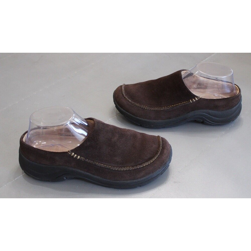 L.L. Bean Comfort Moc Suede Mules Womens 8 M Brown Slip‎ On Clog Casual Comfort